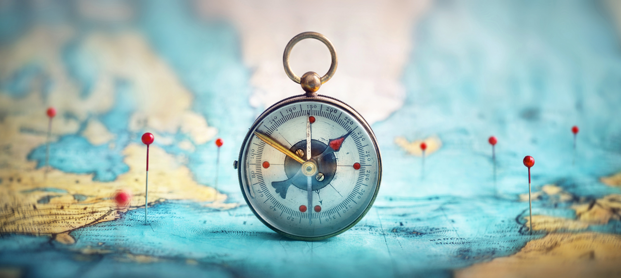 Compass on Map